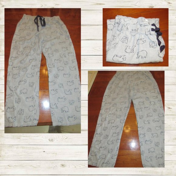 Grey Polar Bear Print Pajama Pants 